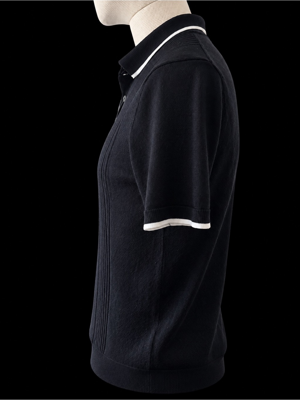 Apt. 9 Black Polo with White Contrast Trim